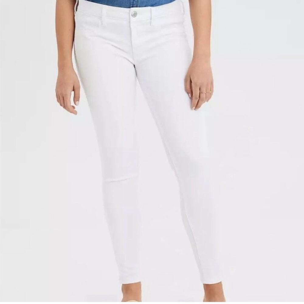 Women's White pull on Skinny Jegging Jeans cotton stretch Size L